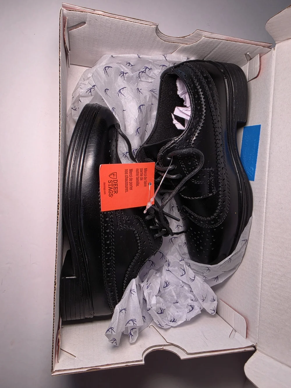Deer Stags Black Boys’ Wingtip Dress Shoes